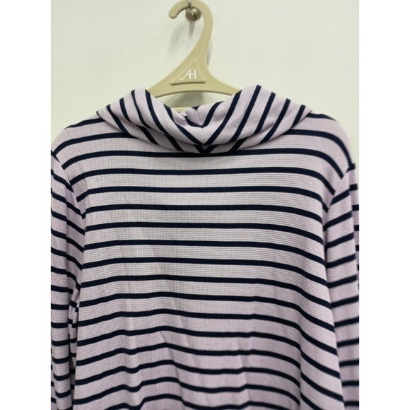 Denim & Co Active Womens Tunic Top Sz 1X Purple Striped Thermal Cowl Neck Lounge - Picture 7 of 7
